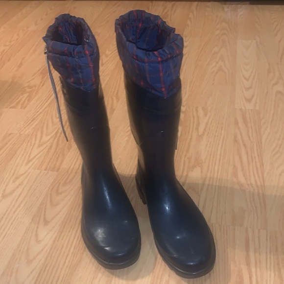 Tommy Hilfiger Rainboot Plaid Navy Blue Size 9 - Picture 6 of 6
